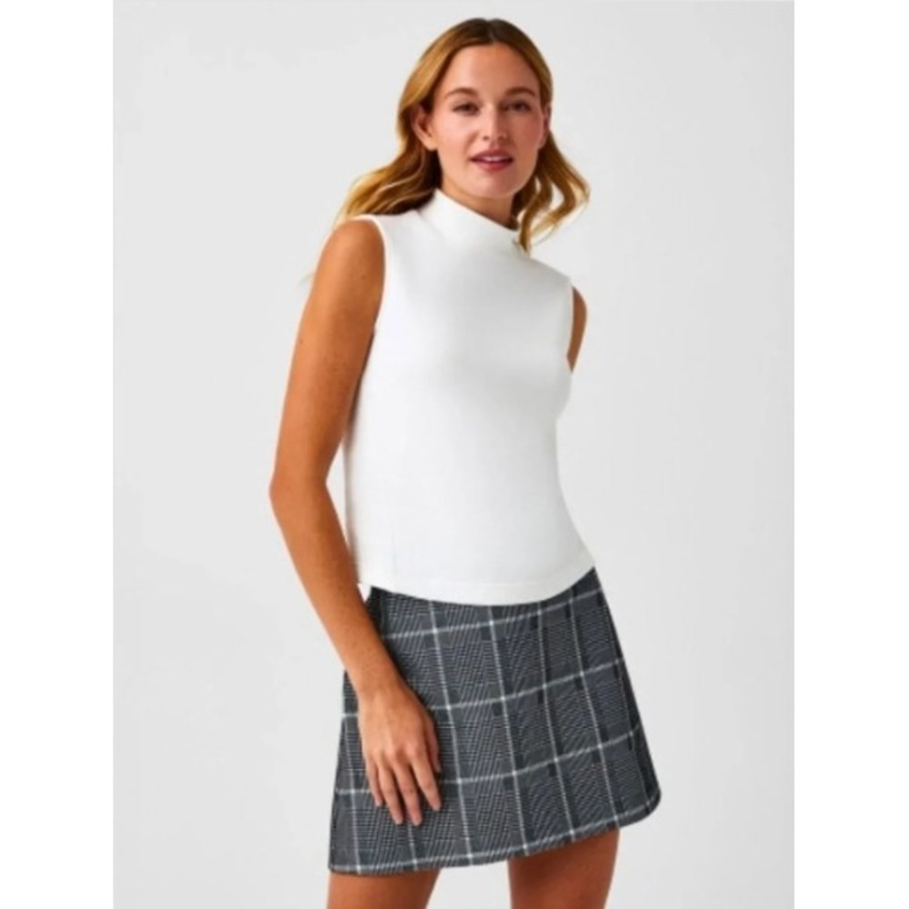 Spanx AirEssentials Mock Neck Sleeveless Top White Relaxed Fit Tank 20377R Small